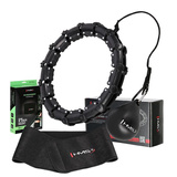 ZESTAW HULA HOP HHW11 BLACK Z WYPUSTKAMI I OBCIĄŻNIKIEM + PAS BR163 BLACK PLUS SIZE HMS