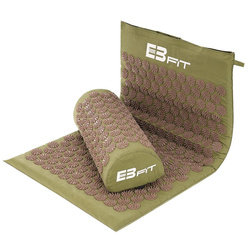 MATA Z PODUSZKĄ DO AKUPRESURY JOGI MASAŻU ZIELONO-BRĄZOWA 67x42x2CM EB FIT