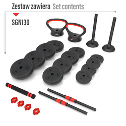 SGN130 PRO SET 6W1 ZESTAW CIĘŻARÓW 30KG HMS