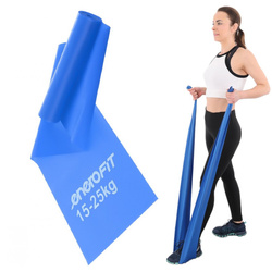 TAŚMA TRENINGOWA DO ĆWICZEŃ PILATES 200x15cm 0,550mm 15-25 kg NIEBIESKA