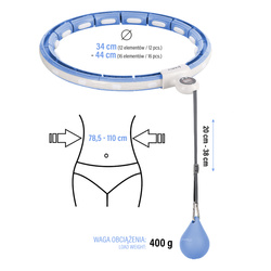  Hula  Hop  HHM15  BLUE z magnesem i obciążnikiem + licznik hms