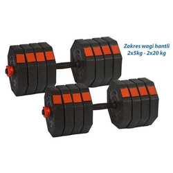Regulowane hantle treningowe 2x20kg z funkcją sztangi Eb Fit