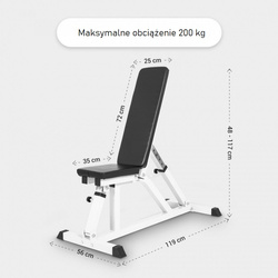 Ławka prosta, regulowana (biała)