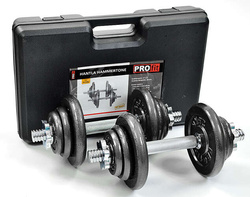 Hantle żeliwne 2x10 kg Profit Hammertone w walizce DK 4135