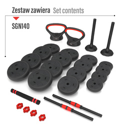 SGN140 (2 CZĘŚCI) PRO SET 6W1 ZESTAW CIĘŻARÓW 40KG HMS
