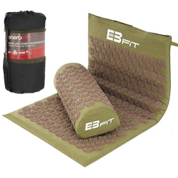 MATA Z PODUSZKĄ DO AKUPRESURY JOGI MASAŻU ZIELONO-BRĄZOWA 67x42x2CM EB FIT