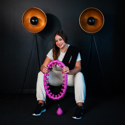 ZESTAW HULA HOP PLUS SIZE HHW12 VIOLET Z WYPUSTKAMI I OBCIĄŻNIKIEM HMS + PAS BR163 BLACK