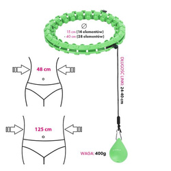 HHW12 PLUS SIZE HULA HOP GREEN Z WYPUSTKAMI I OBCIĄŻNIKIEM HMS