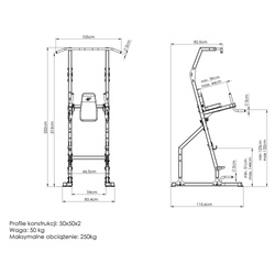 Poręcz stacjonarna z drążkiem do podciągania  MS-U110 2.0 - Marbo Sport