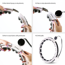 HULA HOP  HHM16 WHITE z magnesem i obciążnikiem + LICZNIK HMS