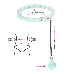 ZESTAW HULA HOP HHW06 GREEN Z PIŁKĄ GRAWITACYJNĄ I LICZNIKIEM HMS + PAS BR163 BLACK PLUS SIZE