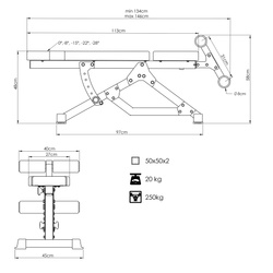 Regulowana ławka do ćwiczeń mięśni brzucha MS-L110 2.0 - Marbo Sport